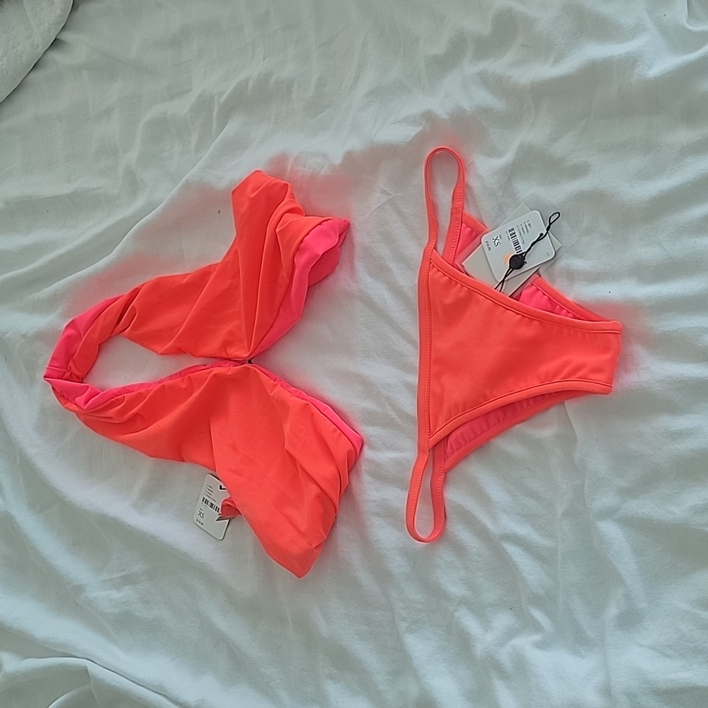NWT Free People FELLA electric coral bikini